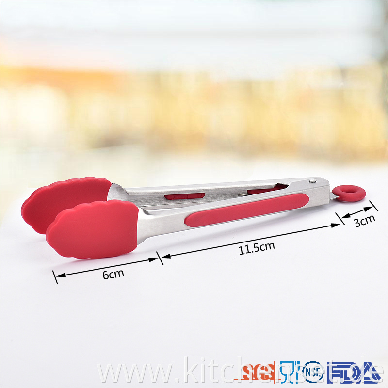 Stainless steel handles silicone tongs